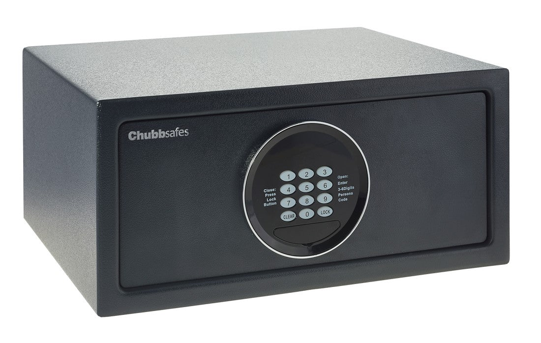 Chubbsafes Air 25E Hotel Safe Laptop Version featuring a digital lock
