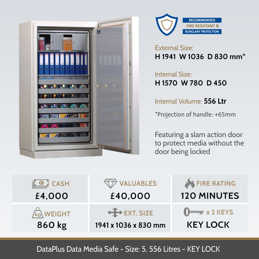 DataPlus Fire Resistant Data Media Safe Size 5